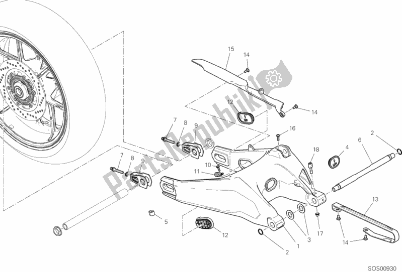 Alle onderdelen voor de Forcellone Posteriore van de Ducati Scrambler 1100 Special Thailand USA 2019